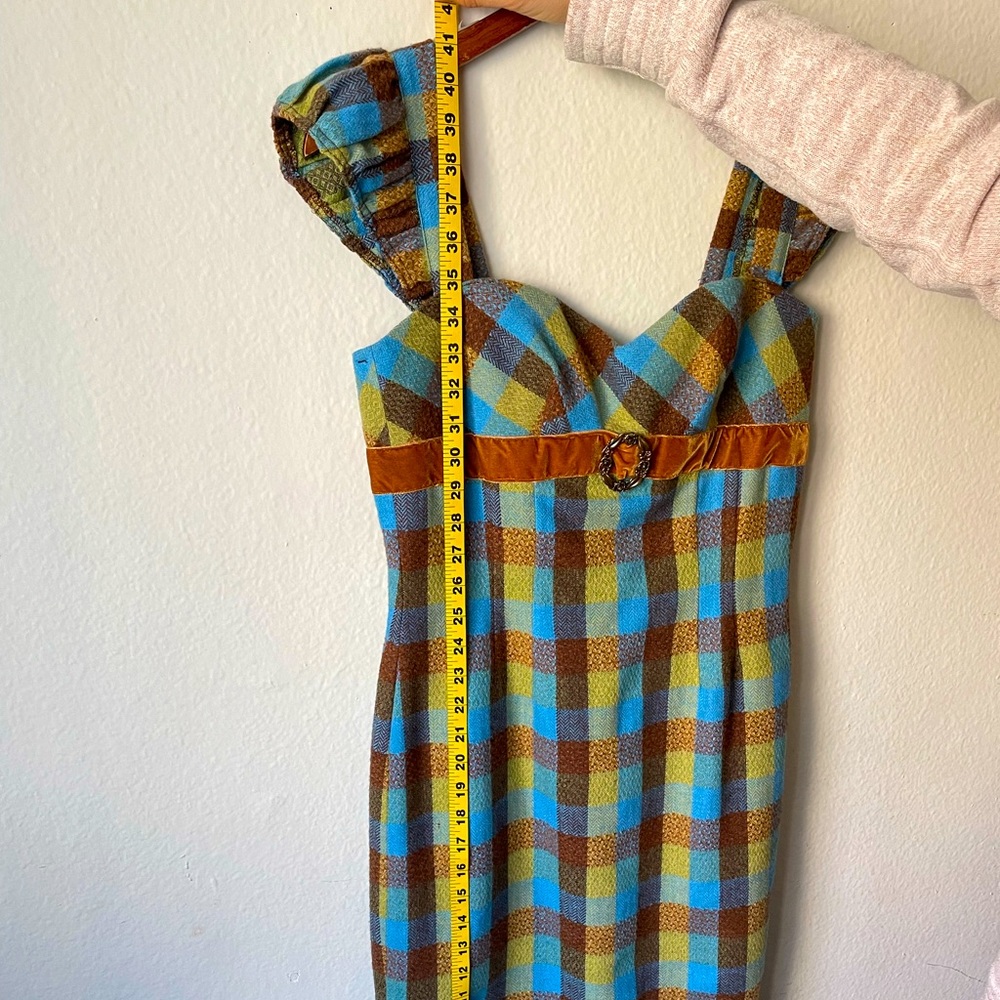 ENGLISH CLIENTELE Vintage Multicolored Gingham Sweetheart Dress - Picture 3 of 12
